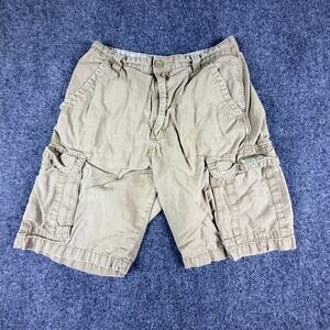 Wrangler Hero Cargo Shorts Mens 29x6.5 Khaki Cotton Flat Front Pockets Outdoor